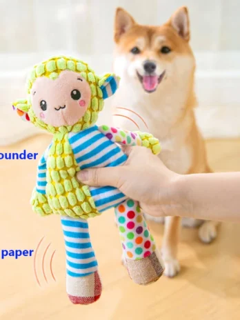 Pet Plush Toy Cat Dog Puzzle Toy Cute Animals Bite Resistant Interactive Squeaky Pet Dog Teeth Cleaning Chew Toy Pet Supplies